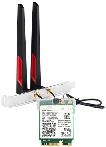 M.2 WiFi 7 Card for Desktop with Intel BE200 Chip, 6GHz Tri-Band 8774Mbps, BT 5.4, 10dBi High-Gain Antennas, for Windows 10/11 (Not Support AMD Motherboards)