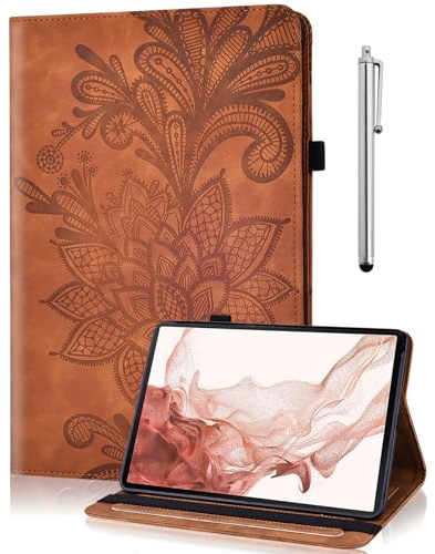TUOLISG Hülle für Kindle Fire HD 8 & 8 Plus Tablet (12/10th Gen,2022/2020 Release) 8 PU Leder Slim Brieftasche Hülle mit Ständer KartenfachSchutzhülle Tasche - Braun