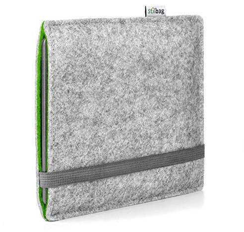 Stilbag eBook Reader Finn für Tolino Vision Color | Farbe: hellgrau/grün | eBook Reader-Tasche aus Filz | eReader Schutzhülle | ebook Reader Tasche Made in Germany