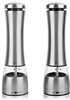 Moulin à Sel et à Poivre Broyeur de sel électrique et poivre avec LED Ensemble de moulin à poivre et à sel de poivre et à sel de poivre à une main légèrement rechargeable Moulins à Poivre