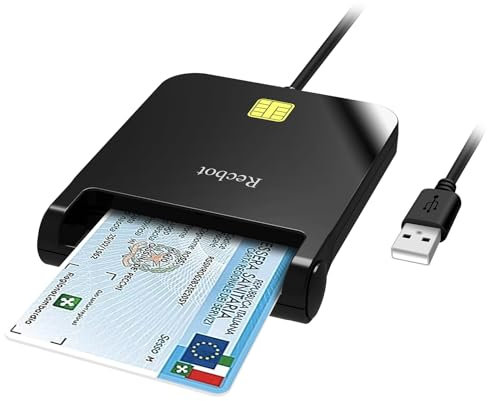Recbot lettore smart card firma digitale, Lettore Smart Card Tessera Sanitaria, Lettore Smart Card CNS, Lettore di Smart CRS/CNS Compatibile con Windows 10 e Windows 11