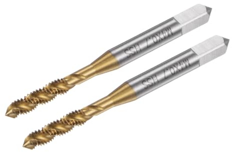 QUARKZMAN 2pcs Spirale Flûte Filetage Tarauds, Métrique M4 x 0,7 H2 Vis Filetage Taraud, Titane Revêtement M2 Haut Vitesse Acier Machine Tapotement Outils pour Machiniste Réparation