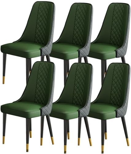 Beistellstühle für das Wohnzimmer, 6er-Set, Küchen-/Esszimmerstuhl, modernes Nappaleder, hohe Rückenlehne, gepolsterter weicher Sitz, stabile Metallbeine für Büro, Lounge, Esszimmer, Küche (