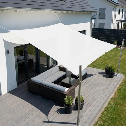 SUNNY GUARD Vela Ombreggiante Impermeabile 2.5x3m Rettangolare con Occhielli,Tenda a Vela Tenda da Sole per Esterno Protezione Raggi UV per Balcone Patio Giardino Esterno terrazza, Bianco