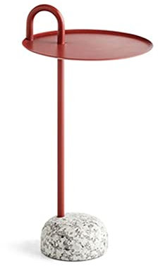 Couchtisch für Wohnzimmer Kleiner Beistelltisch aus Metall, runde Bistrotische for drinnen und draußen, tragbarer Couchtisch, Nachttisch, Nachttisch, rost- und wetterbeständig Beistelltisch(Red)
