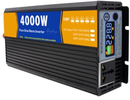 HUIZHITENGDA Convertidor De Tensión Sinusoidal Pura De Alta Potencia De 4000W De 12V / 24V A 110V 220V Inversor A Bordo Transformador Doméstico con Pantalla,48v to 220v
