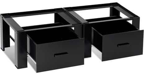 2 zócalos de lavadora con cajón, 62 x 54 x 32 cm, base universal para lavadora, secadora, frigorífico, acero, negro