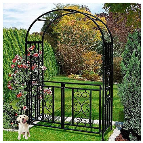 Große stabile Metall-Gartenlaube mit Tor zum Klettern von Reben, wetterbeständig, Torbogenständer, Rankgitter für Pergola, Blumen, mehrfarbiger Rosenbogen, 210 x 52 cm