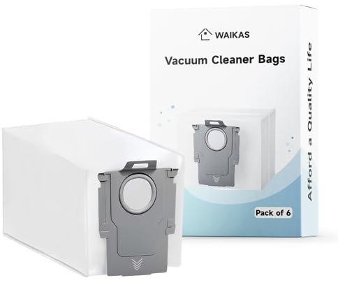 WAIKAS 6-Pack dammsugarpåsar för Roborock, ersättningsdammväskor engångsbruk för P10/P10 Pro, P10S/P10S PRO, V20, Q Revo robotdammsugare