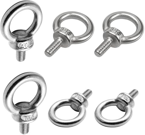 Vite ad anello M5, M4, 6 viti ad occhiello, in acciaio inox 304, viti ad anello per fissare ornamenti da appendere, vasi da fiori, supporto per altalena, perno ad occhio con filettatura