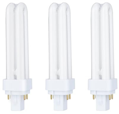 B4U G24q-2 4 Pin Compact Fluorescent Bulb 18W, PLC G24q-2 Energy Saving Light Bulbs, 4 Pin Bathroom Light Bulbs, 1250LM, Warm White 2700K, CFL Energy Saving Bulb, 3 Pack