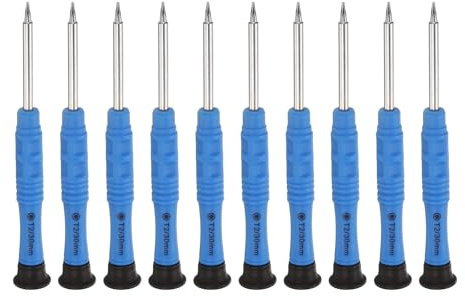 QUARKZMAN 10 Stück Schraubendreher T2, 88mm Länge Mini Schraubenzieher Screwdriver Set Kohlenstoffstahl mit Ergonomischem Griff für DIY Reparaturen, Blau