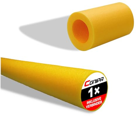 Conipa® - 1 Stück Schwimmnudel (160 x 6 cm) für Kinder & Erwachsene OPTIONAL mit 1 x Loch-VERBINDER (Schaumstoff) - Poolnudel Set ab 3-10 Jahre (Made IN Europe) - Pool Wassernudel & Spielzeug