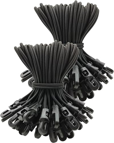 WMZOBH Spanngummi mit Haken 100 Stück - Expander mit Haken 15 cm - Multifunktional Planenspanner Gummispanner mit Haken für Camping Planen, Anhängerplane, Poolabdeckung (Schwarz)