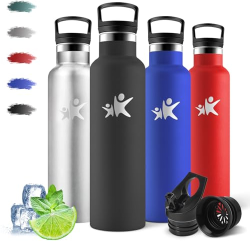 Motswedi Botella Termica 750ml, 12H Caliente/24 Frío, Botella Agua Acero Inoxidable, Doble Aislamiento, Cantimplora Termica, sin BPA, Cantimplora, a Prueba de Fugas, para Oficina, Gimnasio, Negro