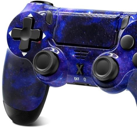 Glitfix Wireless Controller für PS-4, Controller Wireless für PS-4/Pro/Slim/PC, Bluetooth Gamepad Joystick mit Dual Vibration Touch Panel 3.5mm Audio Jack Six-Axis(starsky blue)