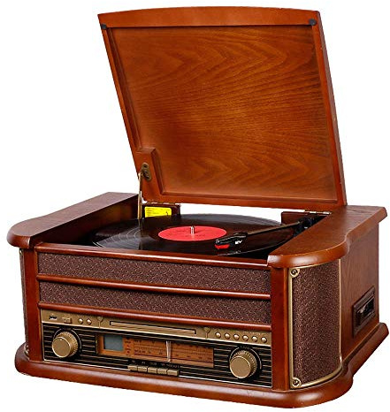 ZJFHEYUO Tourne-disques Radio Son Vinyle Tourne-Disque Bluetooth Rétro Bureau Gramophone Vintage Tourne-Disque