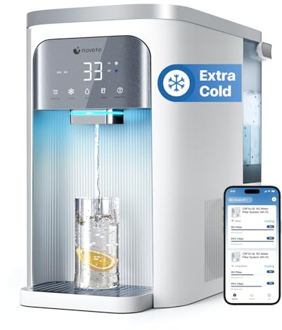 NOVETE Smart Reverse Osmosis Water Filter Countertop, UV 8-Stage RO Water Filtration System with APP Control, Cold Water Down to 32℉, NSF/ANSI 42/58 Certified, 4:1 Pure to Drain, No Plumbing, CRF0A-Qi