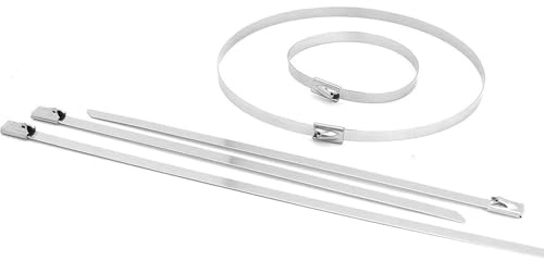 Bridas para cables, Bridas de acero inoxidable 304 de 4,6 x 150 mm con autobloqueo (paquete de 100)