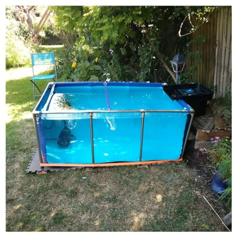 Goldfischaquarium und Koi-Zuchtbecken – robuster Fischteich aus Segeltuch für drinnen und draußen mit Stahlrahmen und klarem Sichtfenster (50 x 40 x 30 cm)