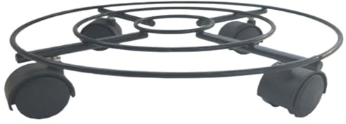 Carrello per piante rotante, con ruote bloccabili, carrello per vasi da giardino, per uso interno/esterno, carrello per piante in vaso resistente (35 cm, nero)