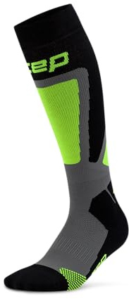 CEP MERINO SKISOCKEN HERREN TALL 3.0 – Warme Skisocken aus Merinowolle für Wintersport – Komfortable Skistrümpfe Herren, atmungsaktiv und mit optimaler Passform – Black/Lime