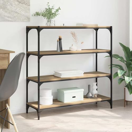 Fasba Bücherregal Artisan-Eiche 100 x 33 x 100 cm Holzwerkstoff, Bücherschrank Aufbewahrungsregal für Schlafzimmer Wohnzimmer Homeoffice Bücher Sammelfiguren881118