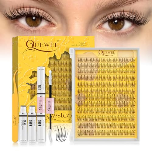 QUEWEL Wimpern-Extensions C Curl 0,05 mm ultrafeinen Band (KIT-E) | Mit 2-in-1 Transparente Bond-Seal und Pinzette , Lash Extension Set Natürlicher Look, für den Alltag oder als Manga-Wimpern