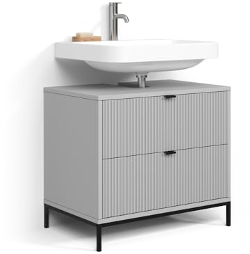 Livinity Mobile sottolavabo per bagno Aterno, Grigio, 70 x 63 cm | Con 2 cassetti estraibili