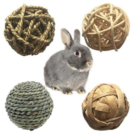 iplusmile 8 Balles en Paille Tressée pour Perroquet et Chat, Jouets | Stimule la Curiosité Animale, Renforce le Lien Affectif, Fabrication Sûre et Pratique, pour L'Enrichissement