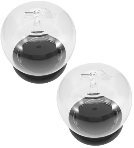 TOPBATHY 2pcs Glass Display Dome Cover with Glowing Base, Portable Bell Jar Dustproof Cloche for Cake and DIY Snow Globes, Decorative Glass and Wood round Display Case for Valentine's