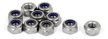 sourcing map 10 Stück M6 x 1mm Nylock Nylon Einsatz Sechskantschloss Mutter | DE, 304 Edelstahl