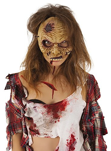 RUBIE'S Accessoire pour Déguisement Adulte HALLOWEEN Officiel - Demi Masque Zombie en Latex - Taille Unique - Pour Costume Halloween, Femmes et Hommes, Beige