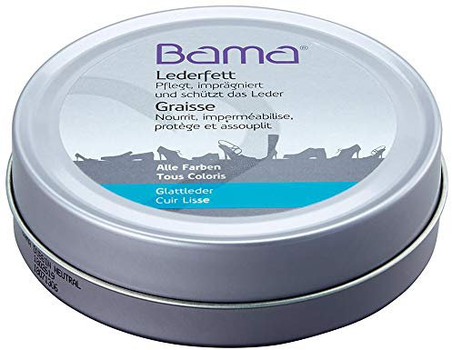 Bama Lederfett zum Imprägnieren von glattem Leder, Pflegt und schützt Schuhe in allen Farben, 100 ml