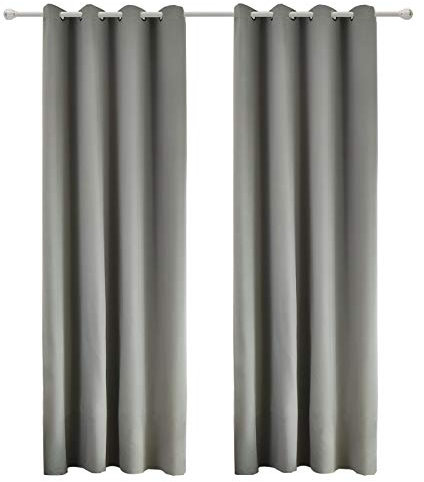 WOLTU 2er Set Gardinen, Vorhang für Wohnzimmer Kinderzimmer, mit Ösen, Leicht & Weich, Wärmeisolierend, 140 x 225 cm, Dunkelgrau