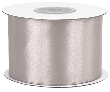 Satinband 50mm x 25m Rolle - FARBAUSWAHL in 3/6/12/18/25/38/50/75/100mm - farbecht & waschbar - Schleifenband für Hochzeit - Geschenkband zum Verpacken Dekorieren Basteln - Taupe 823