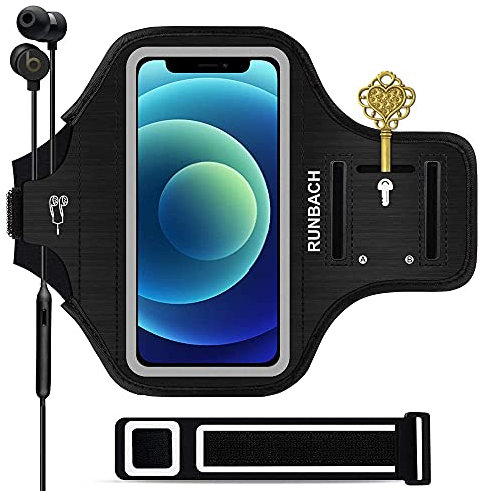 RUNBACH Armband for iPhone 13 Mini/12 Mini/11 Pro/iPhone X/XS,Sweatproof Running Exercise Gym Bag with Card Slot(Black)