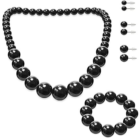 SoulCats Schmuckset, Perlenkette, Perlenarmband und 3 Paar Ohrstecker