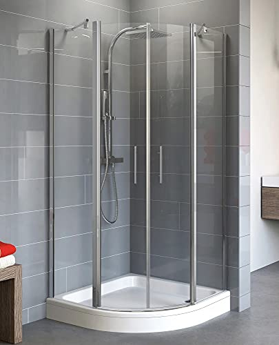 Schulte EP325606 01 500 Duschkabine Alexa Style 2.0 Runddusche inkl, Duschwanne, 90 x 90 cm, 192 cm, Radius 55 cm, 5 mm Sicherheitsglas klar hell beschichtet, alunatur
