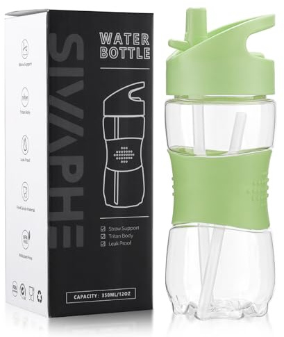 Sivaphe Children Water Bottle Tritan, 350ml/550ml Kids Drinking Bottles with Handle and Silicone Straw for Camping, School, Outdoor Activities, Travel, Hiking