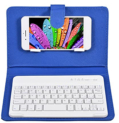 Teclado inalámbrico Bluetooth, teclado universal Bluetooth desmontable para teclado y funda protectora para carcasa delgada compatible con un teléfono móvil de 4.5 '- 6.8' 'para Android/Windows (azul)