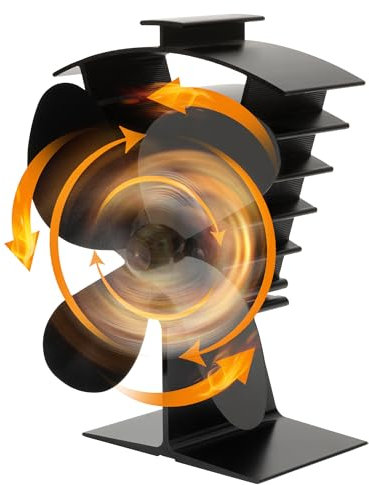 TANNESS 4 Blade Stove Fan | Powerful Heat Powered Log Burner Fan with Thermometer | Wood Burner Accessories