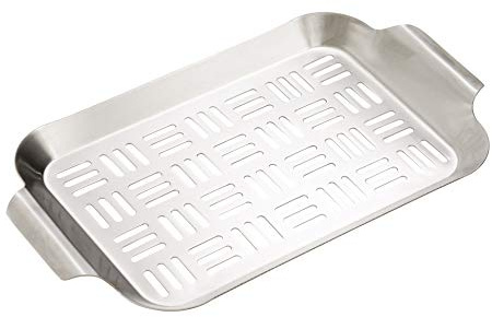 Dehner Gemüsepfanne für Grill, ca. 28 x 19 x 1.5 cm, Edelstahl, silber