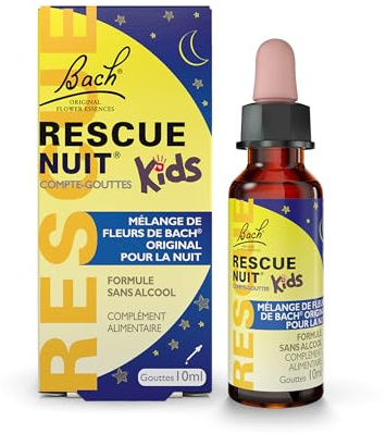 Rescue Nuit Kids Compte-gouttes, Participe à des nuits sereines, sans alcool, Vegan, Complément alimentaire, 1 Flacon Compte Gouttes x 10 ml