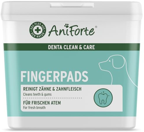 AniForte Denta Clean & Care Fingerpads für Hunde 50 Stück - Fingerlinge zur Zahnpflege & Zahnreinigung, pflegt Zähne & Zahnfleisch, reduziert Plaque, Pads für Mundhygiene & frischen Atem