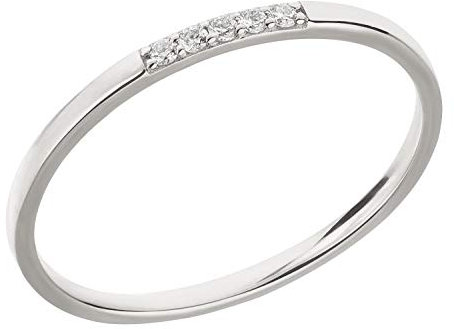 Ardeo Aurum Damenring aus 375 Gold Weißgold mit 0,05 ct Diamanten Brillant Vorsteckring schmal Stapelring Gr. 60