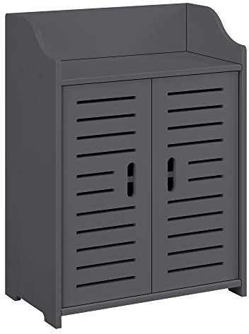 [en.casa] Badezimmerschrank Trosa 62 x 45 x 25 cm Badschrank Wandschrank Ablage Beistellschrank WPC Dunkelgrau