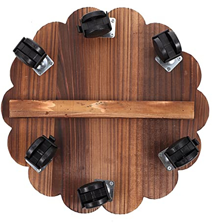 BESPORTBLE Pflanzenroller Holz Blumentopf Gefäßroller mit Bremse Kübelroller 35cm Rund Blumentopf Untersetzer Transporthilfe Für Pflanzen Pflanzgefäß Mülleimer Garten Zuhause Büro