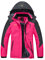 YSENTO Damen Winterjacke Wasserdicht Skijacke Outdoor Softshelljacke Warm Fleecejacke Funktionsjacke mit Abnehmbarer Kapuze(Rose,XL)