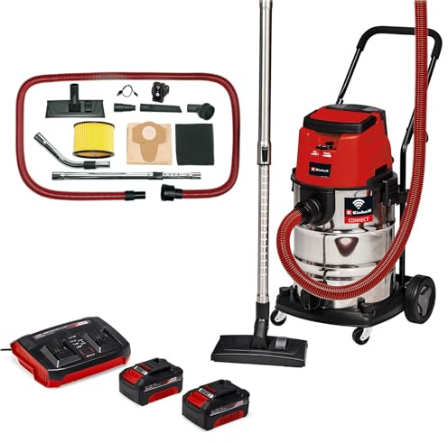 Einhell Professional Aspirateur eaux et poussières sans fil TP-VC 36/30 S Auto-Solo Power X-Change (Li-Ion, 36 V, fonction de connectivité Auto-Start, ECO/BOOST) avec Twincharger et 2 Batteries 4,0Ah
